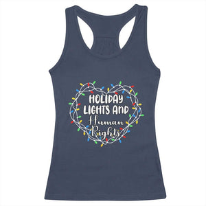 Holiday Lights And Human Rights Christmas Activism Racerback Tank Top TS11 Navy Print Your Wear