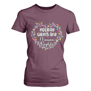 Holiday Lights And Human Rights Christmas Activism T Shirt For Women TS11 Maroon Print Your Wear