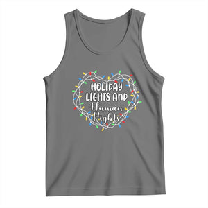 Holiday Lights And Human Rights Christmas Activism Tank Top TS11 Black Heather Print Your Wear