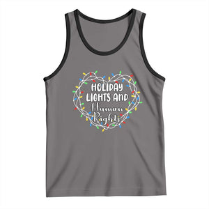 Holiday Lights And Human Rights Christmas Activism Tank Top TS11 Deep Heather Black Print Your Wear