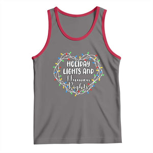 Holiday Lights And Human Rights Christmas Activism Tank Top TS11 Deep Heather Red Print Your Wear