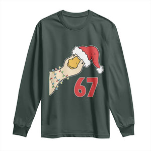 Funny Christmas Silly Goose 67 Meme Festive Holiday Long Sleeve Shirt TS11 Dark Forest Green Print Your Wear