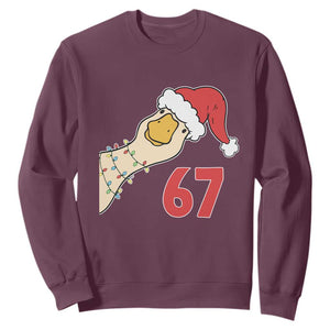 Funny Christmas Silly Goose 67 Meme Festive Holiday Sweatshirt TS11 Maroon Print Your Wear