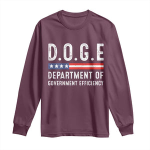 Trump Musk DOGE Long Sleeve Shirt Department Of Government Efficiency Vintage American Flag TS11 Maroon Print Your Wear