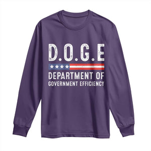 Trump Musk DOGE Long Sleeve Shirt Department Of Government Efficiency Vintage American Flag TS11 Purple Print Your Wear