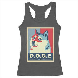 Trump Musk DOGE Racerback Tank Top Department Of Government Efficiency Vintage Meme Inu Dog TS11 Dark Heather Print Your Wear