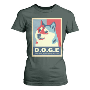 Trump Musk DOGE T Shirt For Women Department Of Government Efficiency Vintage Meme Inu Dog TS11 Dark Forest Green Print Your Wear