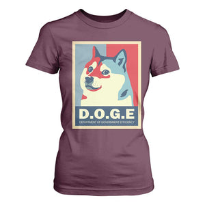 Trump Musk DOGE T Shirt For Women Department Of Government Efficiency Vintage Meme Inu Dog TS11 Maroon Print Your Wear