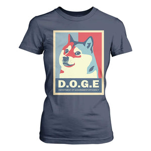 Trump Musk DOGE T Shirt For Women Department Of Government Efficiency Vintage Meme Inu Dog TS11 Navy Print Your Wear