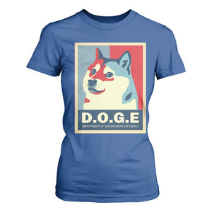 Trump Musk DOGE T Shirt For Women Department Of Government Efficiency Vintage Meme Inu Dog TS11 Royal Blue Print Your Wear