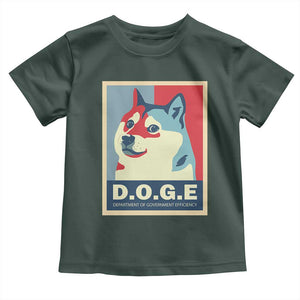Trump Musk DOGE Toddler T Shirt Department Of Government Efficiency Vintage Meme Inu Dog TS11 Dark Forest Green Print Your Wear