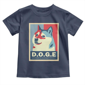 Trump Musk DOGE Toddler T Shirt Department Of Government Efficiency Vintage Meme Inu Dog TS11 Navy Print Your Wear