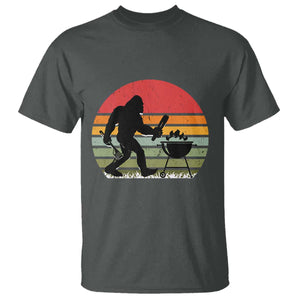 Funny Retro Bigfoot Grilling BBQ Chef T Shirt TS11 Dark Heather Print Your Wear