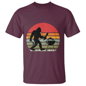 Funny Retro Bigfoot Grilling BBQ Chef T Shirt TS11 Maroon Print Your Wear