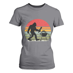 Funny Retro Bigfoot Grilling BBQ Chef T Shirt For Women TS11 Charcoal Print Your Wear