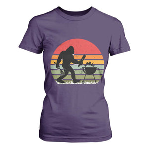 Funny Retro Bigfoot Grilling BBQ Chef T Shirt For Women TS11 Purple Print Your Wear
