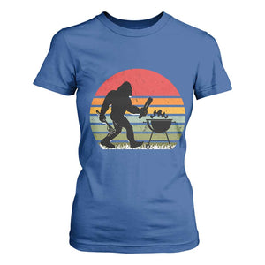Funny Retro Bigfoot Grilling BBQ Chef T Shirt For Women TS11 Royal Blue Print Your Wear