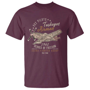 Tuskegee Airman T Shirt Heroes Of Freedom 332ND Fighter Group Est 1941 Vintage Fighter TS11 Maroon Print Your Wear