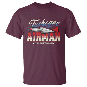 Tuskegee Airman T Shirt 332ND Fighter Group Airplane TS11 Maroon Print Your Wear