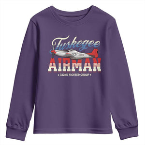 Tuskegee Airman Youth Sweatshirt 332ND Fighter Group Airplane TS11 Purple Print Your Wear