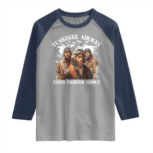 Tuskegee Airman Raglan Shirt 332ND Fighter Group Black History Month TS11 Sport Gray Navy Print Your Wear