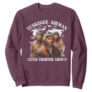 Tuskegee Airman Sweatshirt 332ND Fighter Group Black History Month TS11 Maroon Print Your Wear