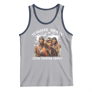 Tuskegee Airman Tank Top 332ND Fighter Group Black History Month TS11 Athletic Heather Navy Print Your Wear