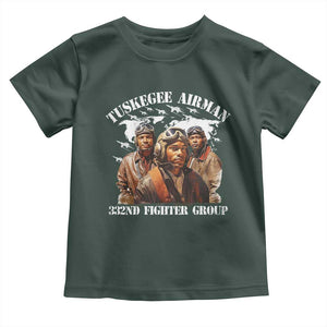 Tuskegee Airman Toddler T Shirt 332ND Fighter Group Black History Month TS11 Dark Forest Green Print Your Wear