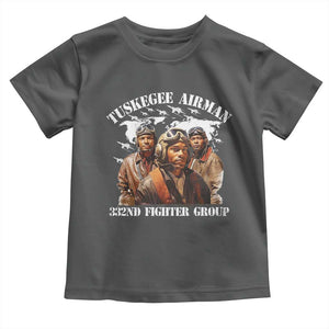 Tuskegee Airman Toddler T Shirt 332ND Fighter Group Black History Month TS11 Dark Heather Print Your Wear