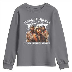 Tuskegee Airman Youth Sweatshirt 332ND Fighter Group Black History Month TS11 Charcoal Print Your Wear