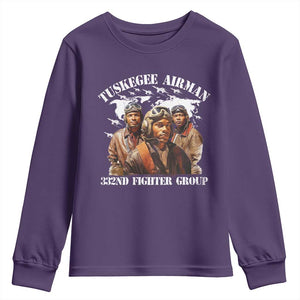 Tuskegee Airman Youth Sweatshirt 332ND Fighter Group Black History Month TS11 Purple Print Your Wear