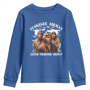 Tuskegee Airman Youth Sweatshirt 332ND Fighter Group Black History Month TS11 Royal Blue Print Your Wear