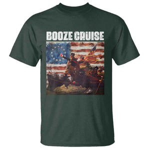 Funny George Washington T Shirt Booze Cruise Political Party Vintage American Flag TS11 Dark Forest Green Print Your Wear