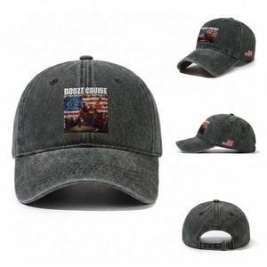 Funny George Washington Washed Cotton Baseball Cap Booze Cruise Political Party Vintage American Flag TS11 Washed Cap Universal Fit Dark Green Print Your Wear