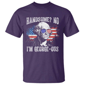 Funny George Washington T Shirt Handsome No I'm George-ous 4th Of July American Flag TS11 Purple Print Your Wear