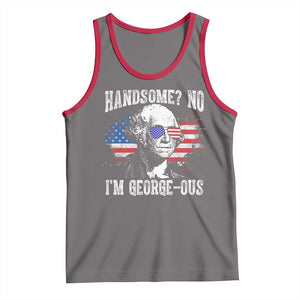Funny George Washington Tank Top Handsome No I'm George-ous 4th Of July American Flag TS11 Deep Heather Red Print Your Wear
