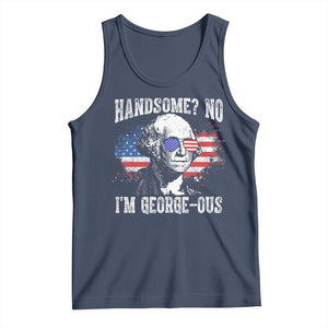 Funny George Washington Tank Top Handsome No I'm George-ous 4th Of July American Flag TS11 Navy Print Your Wear