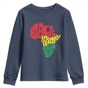 Black History Is American History Youth Sweatshirt Vintage Africa Map TS11 Navy Print Your Wear