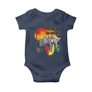 Africa Roots Baby Onesie My Roots Africa Map Black History Elephant TS11 Navy Print Your Wear