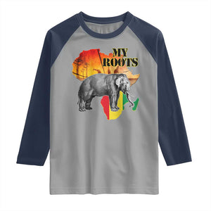 Africa Roots Raglan Shirt My Roots Africa Map Black History Elephant TS11 Sport Gray Navy Print Your Wear