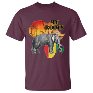 Africa Roots T Shirt My Roots Africa Map Black History Elephant TS11 Maroon Print Your Wear