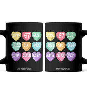 Funny Valentines Day 67 Meme Six Seven Sigma Rizz Heart Kids Coffee Mug TS11 Black Print Your Wear