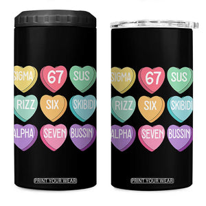 Funny Valentines Day 67 Meme Six Seven Sigma Rizz Heart Kids 4 in 1 Can Cooler Tumbler TS11 One Size: 16 oz Black Print Your Wear