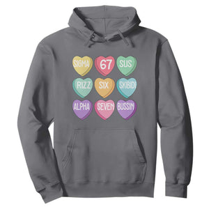 Funny Valentines Day 67 Meme Six Seven Sigma Rizz Heart Kids Hoodie TS11 Charcoal Print Your Wear