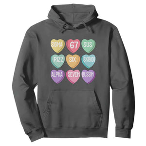 Funny Valentines Day 67 Meme Six Seven Sigma Rizz Heart Kids Hoodie TS11 Dark Heather Print Your Wear