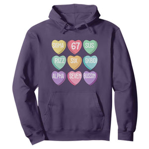 Funny Valentines Day 67 Meme Six Seven Sigma Rizz Heart Kids Hoodie TS11 Purple Print Your Wear