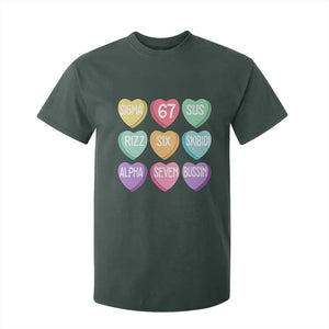 Funny Valentines Day 67 Meme Six Seven Sigma Rizz Heart Kids T Shirt For Kid TS11 Dark Forest Green Print Your Wear