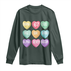 Funny Valentines Day 67 Meme Six Seven Sigma Rizz Heart Kids Long Sleeve Shirt TS11 Dark Forest Green Print Your Wear