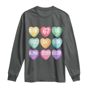 Funny Valentines Day 67 Meme Six Seven Sigma Rizz Heart Kids Long Sleeve Shirt TS11 Dark Heather Print Your Wear