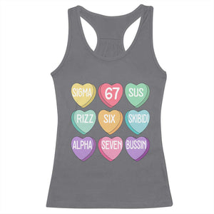 Funny Valentines Day 67 Meme Six Seven Sigma Rizz Heart Kids Racerback Tank Top TS11 Charcoal Print Your Wear